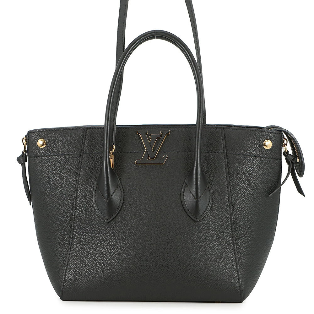 Louis Vuitton Freedom tote bag black leather LV logo